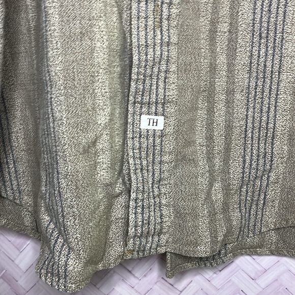 Tommy Hilfiger, vintage men’s dress shirt, cactus style brown & blue stripes XL - Picture 5 of 6